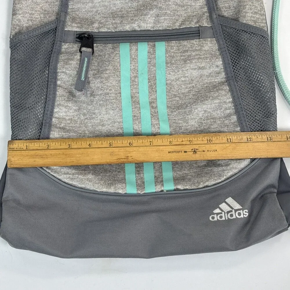 Adidas Drawstring Cinch Bag Backpack Sack Gray Green Adidas